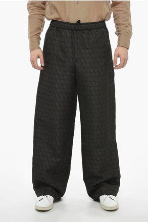 Valentino Silk Joggers with All Over Logoed Pattern size 46