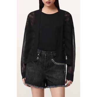 AllSaints Misha Crop Cardigan in Black at Nordstrom, Size Medium