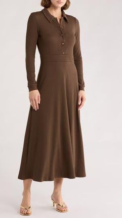 Area Stars Raya Long Sleeve Rib Midi Dress in Olive at Nordstrom Rack, Size X-Small