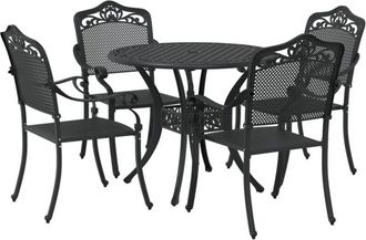 vidaXL Set of 3 Black Cast Aluminium 4-seater Durable Garden Table vidaXL