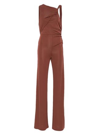 Andamane asymmetric jumpsuit - women - Elastane/Polyester/Polyester - 44 - Brown