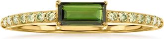 Ross-Simons Green Tourmaline Ring With. Diamonds in 10kt Yellow Gold