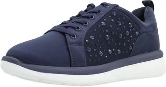 Clarks Ladies CloudSteppers Jewel Embellished Detailed Trainers Ezera Ave - Dark Navy Textile - UK Size 5D - EU Size 38 - US Size 7.5M