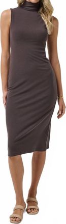 Travis Mathew Cloud Rib Mock Neck Dress In Coffee Grounds