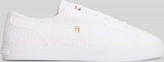 Tommy Hilfiger Low Top Sneaker in Strickoptik mit Logo Applikation in Weiss, Gr&ouml;&szlig;e 36