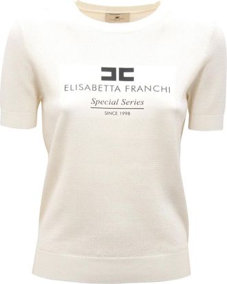 Elisabetta Franchi Dames, Tops, Wit, Maat: XS Wol