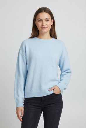 Vila Strickpullover VILA VILIGA L/S O-NECK KNIT TOP - NOOS, Damen, Gr. XXL, nantucket breeze detail:melange, Strick, Obermaterial: 97% Polyester, 3% Elasth