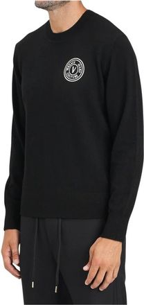 Versace Jeans Couture Truien & Vesten, Heren, Zwart, S, Wol, Pullover met ronde hals en logo