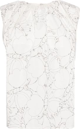 JNBY butterfly-print cotton top - women - Spandex/Elastane/Cotton/Cotton - L - White