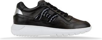 Hogan Leren damessneakers met veters - Dames - Sneakers - Zwart - 36 1/2 EU - Leer - Schoenen