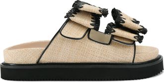 Kurt Geiger Womens Robbie Sandals - Beige Fabric - Size UK 5