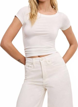 Good American Short Sleeve Boatneck Tee Top In White