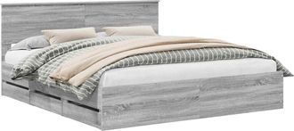 vidaXL Estructura De Cama Gris Sonoma 180 X 200 Cm Madera Ingenieril Vidaxl