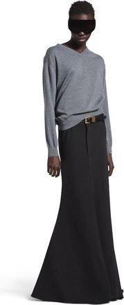 Balenciaga Womens Vneck Sweater - Grey Wool - Size Small