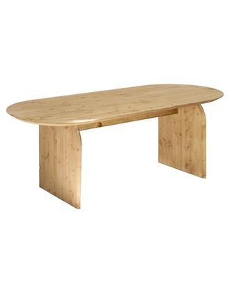 Deco Wood Mesa de comedor ovalada de madera maciza en tono medio de 160x75,2cm