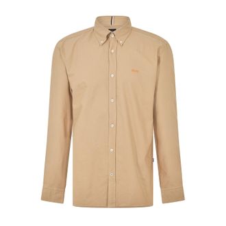 HUGO BOSS Heren Knoop Overhemd Met Lange Mouwen (Licht Beige)