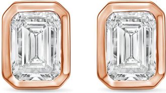 Diana M. Jewels 14Kt Rose Gold 8.00 cts Lab Grown Emerald Diamond Bezel Studs