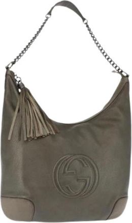 Gucci Pre-owned Vintage Schoudertas - Dames - Vintage Schoudertas - Grijs - ONE Size - Leer - Vintage
