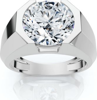 Pompeii3 Certified 5Ct Elon Signature Mens Bezel Diamond Ring 14k Gold or Pt Lab Grown