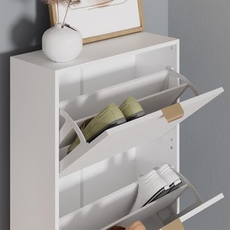 Vicco Armario Para Zapatos Helge, Blanco, 60 X 128.5 Cm 3 Compartimentos