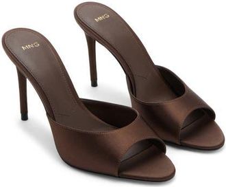 Mango Satin Sandal in Chocolate at Nordstrom, Size 6.5Us