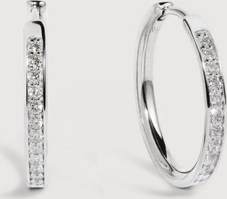 Monica Vinader Sterling Silver Essential Diamond Small Hoop Earrings Lab Grown Diamond