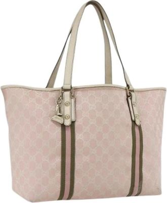 Gucci Pre-owned Tote Bags, female, Pink, Size: ONE SIZE Pre-owned Canvas Tote Bag