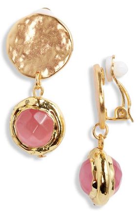 Karine Sultan Crystal Clip-On Drop Earrings in Gold at Nordstrom