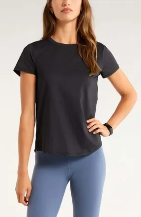 Zella Rally Mesh T-Shirt in Black at Nordstrom, Size X-Large