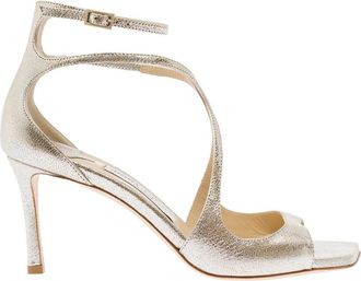 Jimmy Choo London Azia 75 Sandalen - Dames - Sandalen met hakken - Grijs - 36 1/2 EU - Leer - Schoenen