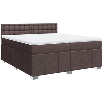 vidaXL Vidaxl - Cama Box Spring Con Colch&oacute;n Tela Marr&oacute;n Oscuro 200x200 Cm