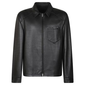 Prada Heren, Jassen, Zwart, Maat: XL Leer