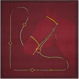 Gucci Printed GG Silk Jacquard Carr&eacute;, Bordeaux, Silk