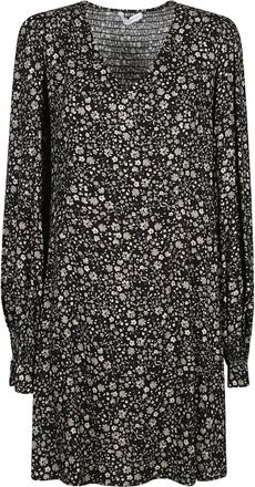 Mar De Margaritas floral-print smocked mini dress - Black