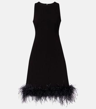 Max Mara Semito feather-trimmed midi dress