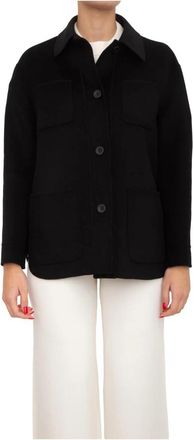 Max Mara Giacca Camicia Extra - Dames - Zomerjassen - Zwart - 2XL - Wol - Jassen