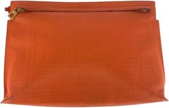 Loewe Pre-owned Clutches, female, Orange, Size: ONE SIZE Pre-owned Leather Clutch