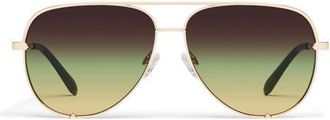 Quay High Key 64mm Oversize Aviator Sunglasses in Gold/pistachio Glow at Nordstrom