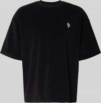 Review T-Shirt mit geripptem Rundhalsausschnitt in Black, Gr&ouml;&szlig;e XS