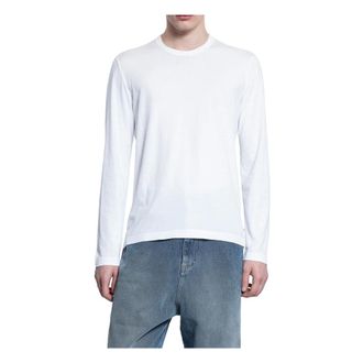 James Perse Long Sleeve T-Shirts, male, White, 2XL, Soft Cotton Long Sleeve Crew Neck