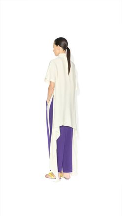 Alaia Womens Top Asym&eacute;trique En Viscose Satin Cr&egrave;me Beige