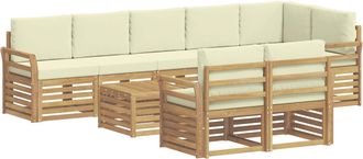 vidaXL Set Di Divani Da Esterno 9 Pz Bianco E Crema Poliestere Vidaxl