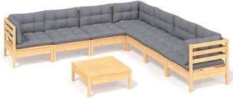 vidaXL Juego De Muebles De Jard&iacute;n 8 Pzas Y Cojines Madera Maciza Pino Vidaxl