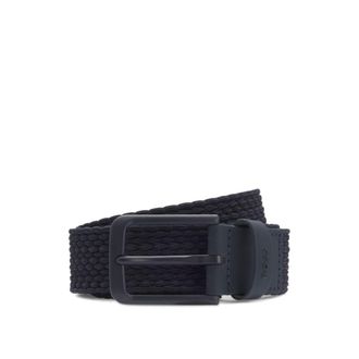 BOSS Woven belt with leather trims