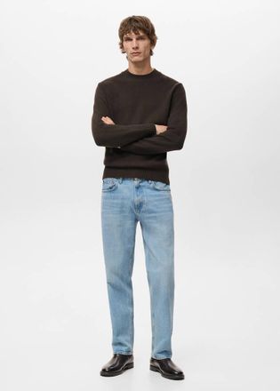 Mango Pullover maglia 100% lana italiana cioccolato - Uomo - M - MANGO MAN