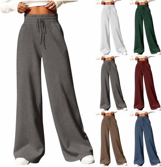 Generic Womens Palazzo Pants Casual High Waist Wide Leg Drawstring Jogging Bottoms Active Sweatpants Outdoor Fitness Casual Tracksuit Gray Tracksuit Women L