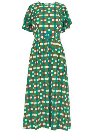 Diane Von F&uuml;rstenberg Diane Von Furstenberg Damon Checked Cotton-blend Midi Dress - Mint - 10 (UK14 / L)