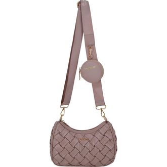 Bebe Luca Woven Crossbody Bag with Zip Pouch in Mauve at Nordstrom Rack