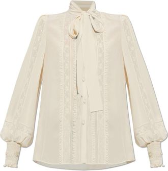 Valentino Garavani Zijden Blouse - Dames - Overhemden - Beige - XS - Overhemden