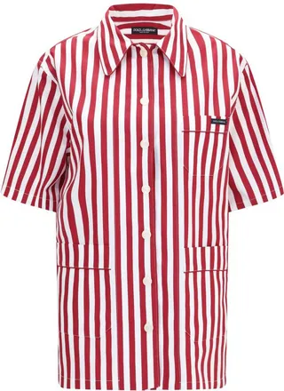 Dolce & Gabbana Red Oversized Striped Shirt